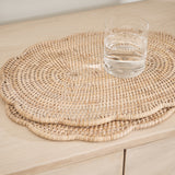 Kempsford Whitewash Rattan Scalloped Placemat | Pack of Two