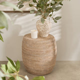 Kempsford Whitewash Rattan Drum Stool