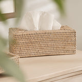 Kempsford Whitewash Rattan Tissue Box | Rectangle