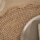 Kempsford Whitewash Rattan Scalloped Placemat | Pack of Two