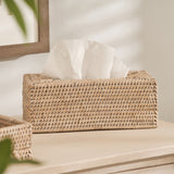 Kempsford Whitewash Rattan Tissue Box | Rectangle