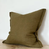 Frayed Edge Olive Green Cushion