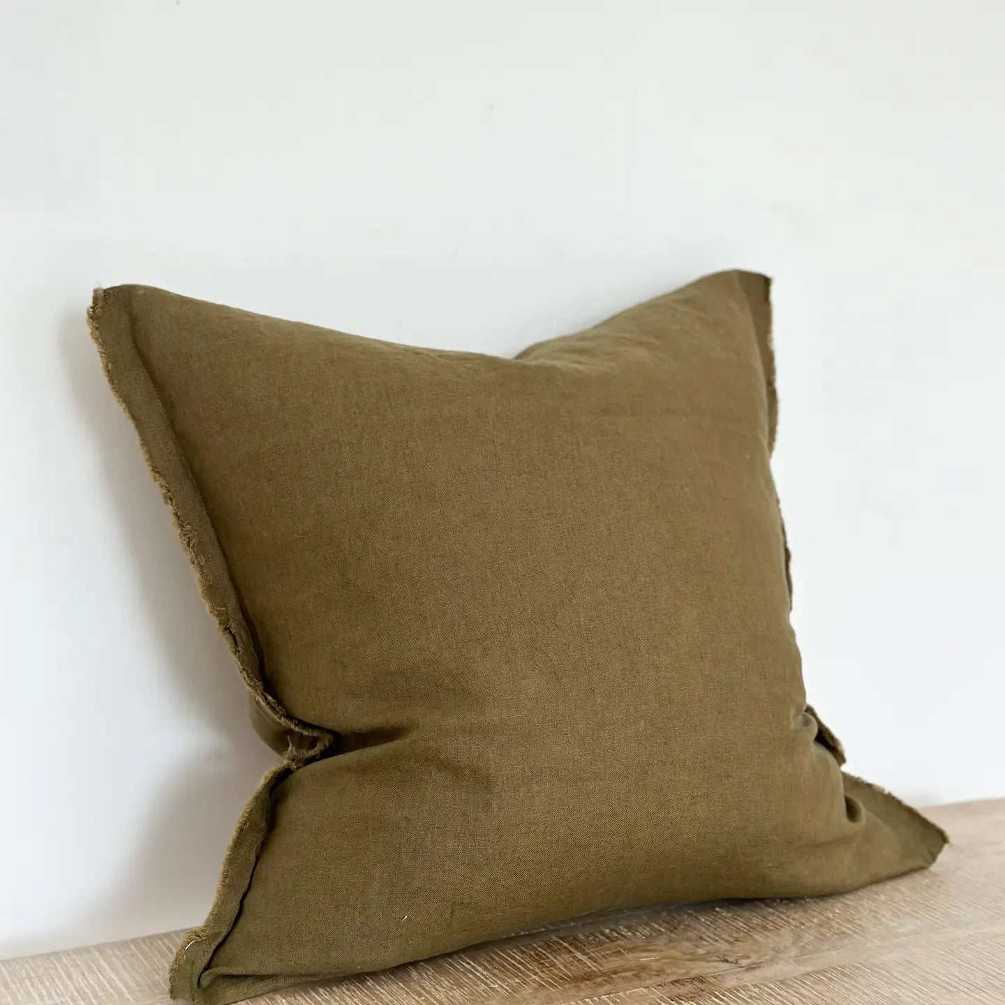 Frayed Edge Olive Green Cushion