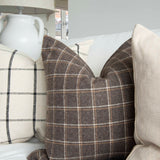 Checked Cushion | Brown | Complete with Feather Inner