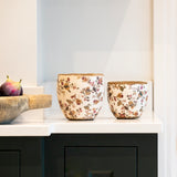 A set of two pretty floral print ceramic pots, perfect for Autumn