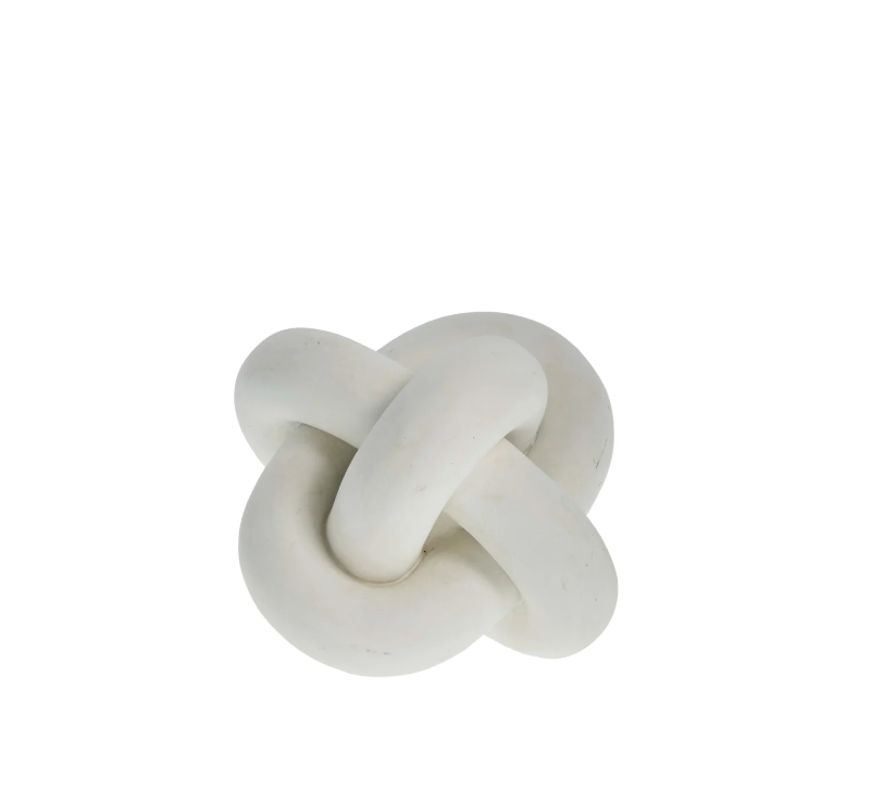 A refined and distinctive decorative white knot crafted from white polyresin.