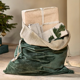 Cotton Velvet Christmas Sack | Green