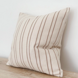 Luxury Beige Stripe Cushion, made from high-quality cotton for a touch of rustic elegance.