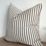 Navy stripe Cushion, complete with a feather inner