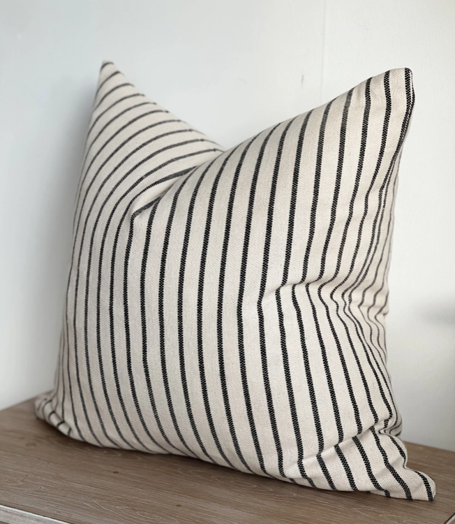 Navy stripe Cushion, complete with a feather inner