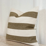 Olive wide stripe cushion cover