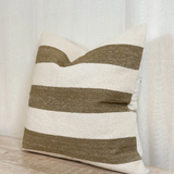 Olive wide stripe cushion cover