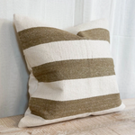 Olive wide stripe cushion cover