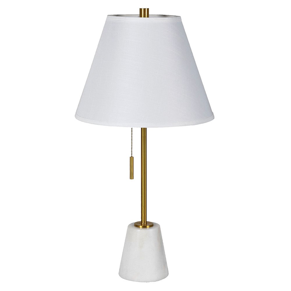 Marble table lamp with a brass stem