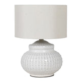 Urchin White Ceramic Lamp Base with White Shade