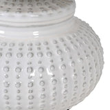 Urchin White Ceramic Lamp Base with White Shade